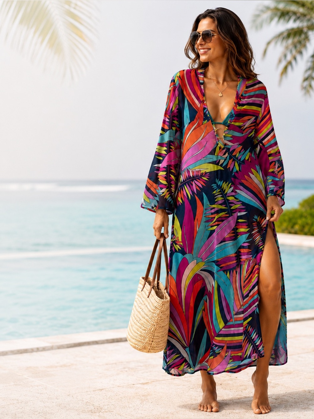 Trina Turk Tropical Beach Cover-Up | Size M